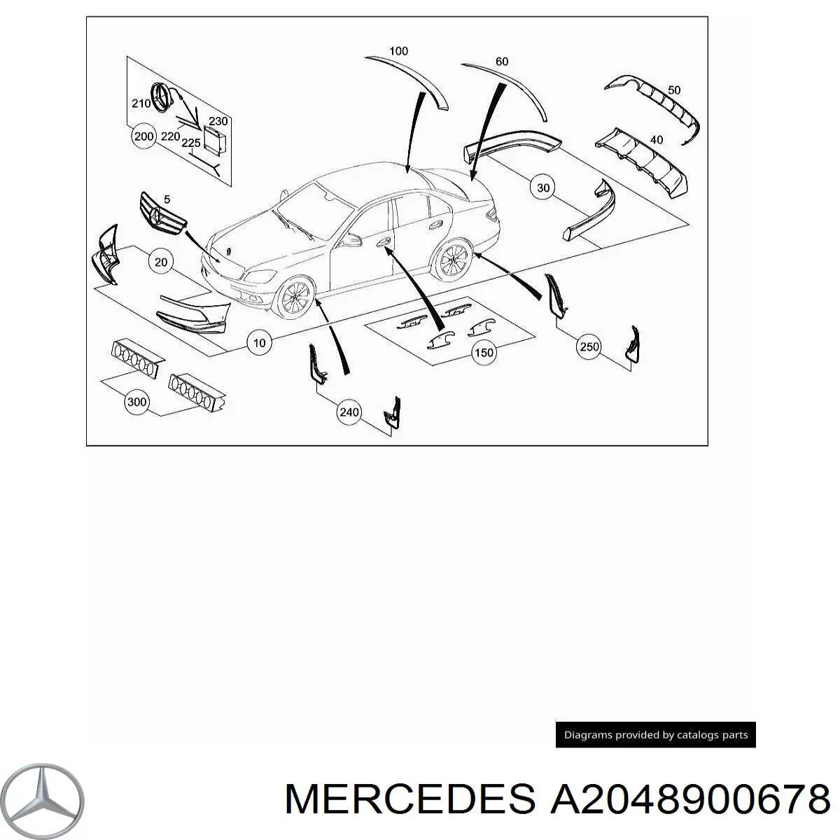 2048900678 Mercedes Брызговики задние, комплект