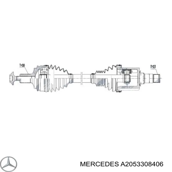 Привод передний правый Mercedes A2053300003 цена, от 73.31 USD