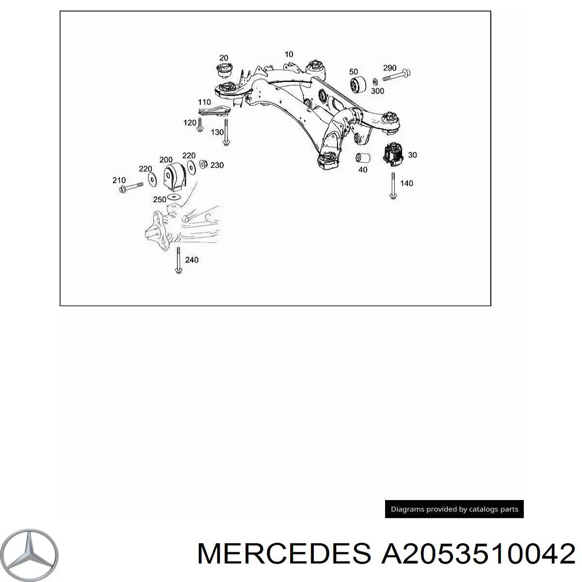 A2053510042 Mercedes bloco silencioso de viga traseira (de plataforma veicular)