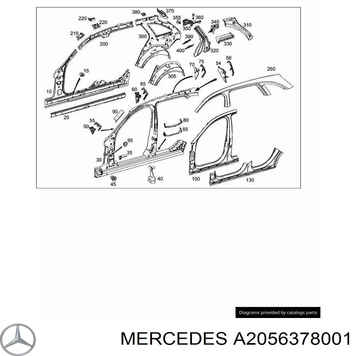 Порог внешний правый Mercedes 2056378001 цена, от 131.18 USD