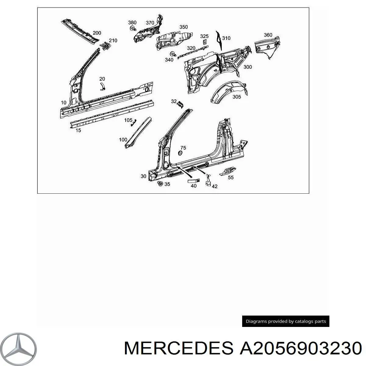 Подкрылок заднего крыла, правый Mercedes A2056903230