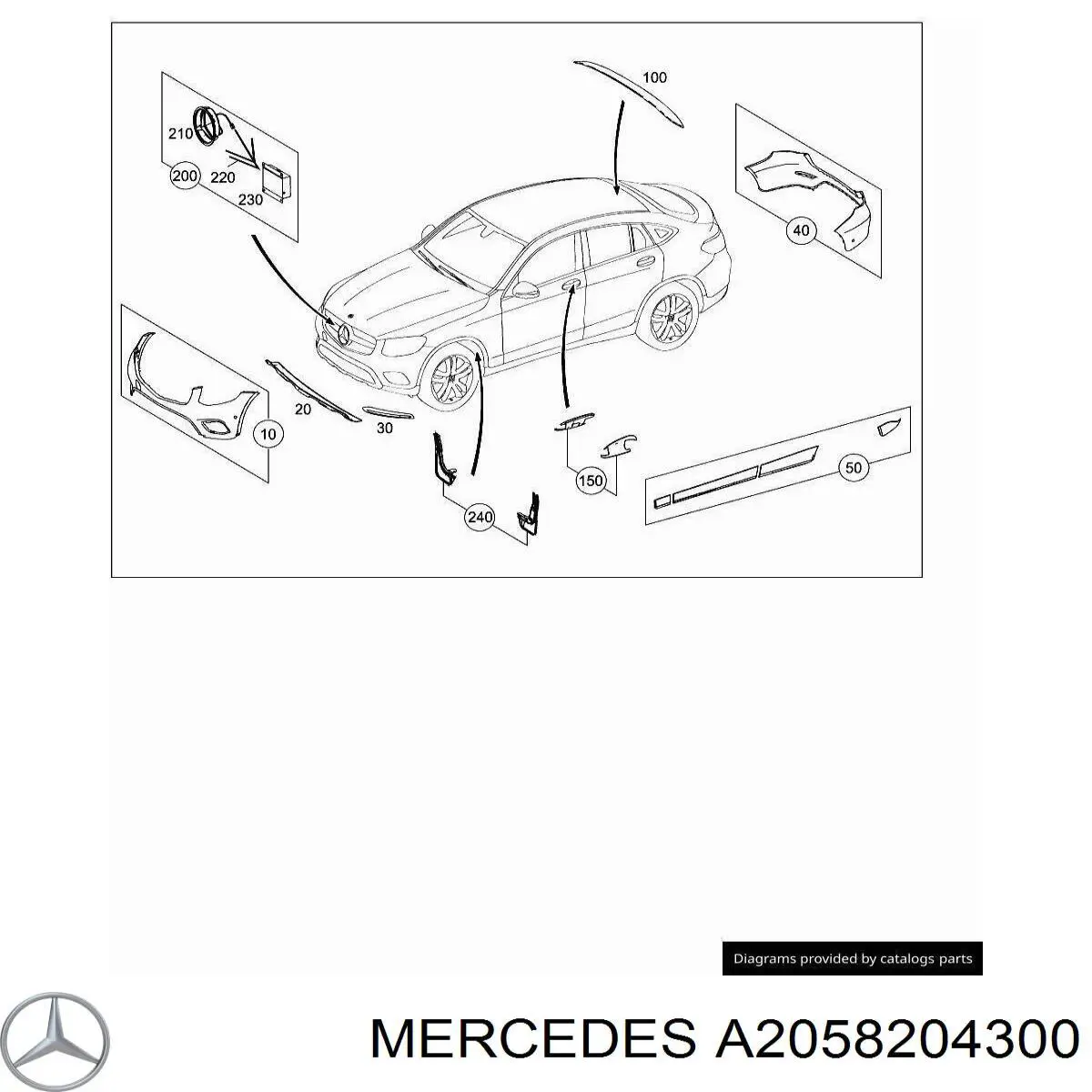  Mercedes A2058204300 цена, от 69.18 USD