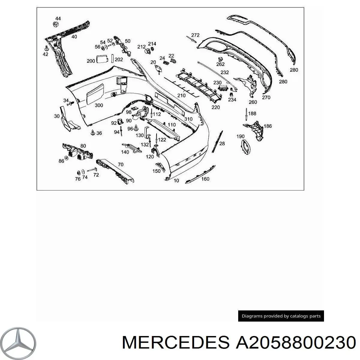 Купить 2058801802 Mercedes Направляющая заднего бампера правая