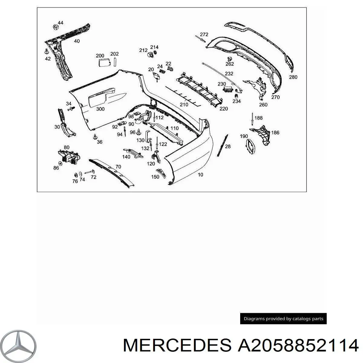 A2058852114 Mercedes Кронштейн бампера заднего
