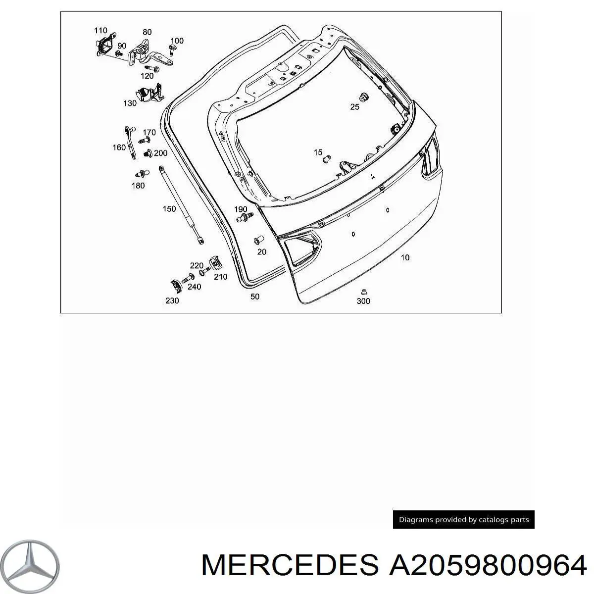 Амортизатор багажника A2059800964 Mercedes