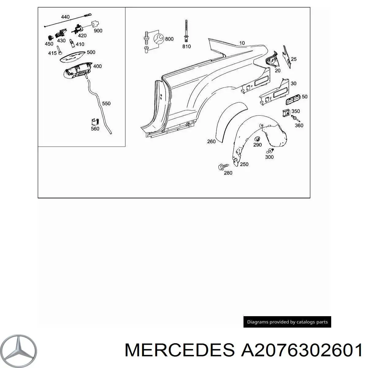 A2076302601 Mercedes Крыло заднее правое
