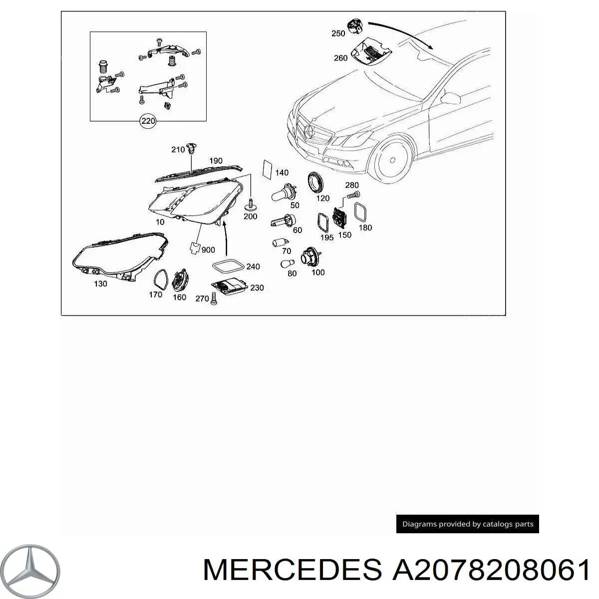 Правая блок фара Mercedes A2078208061 цена, от 112.01 USD