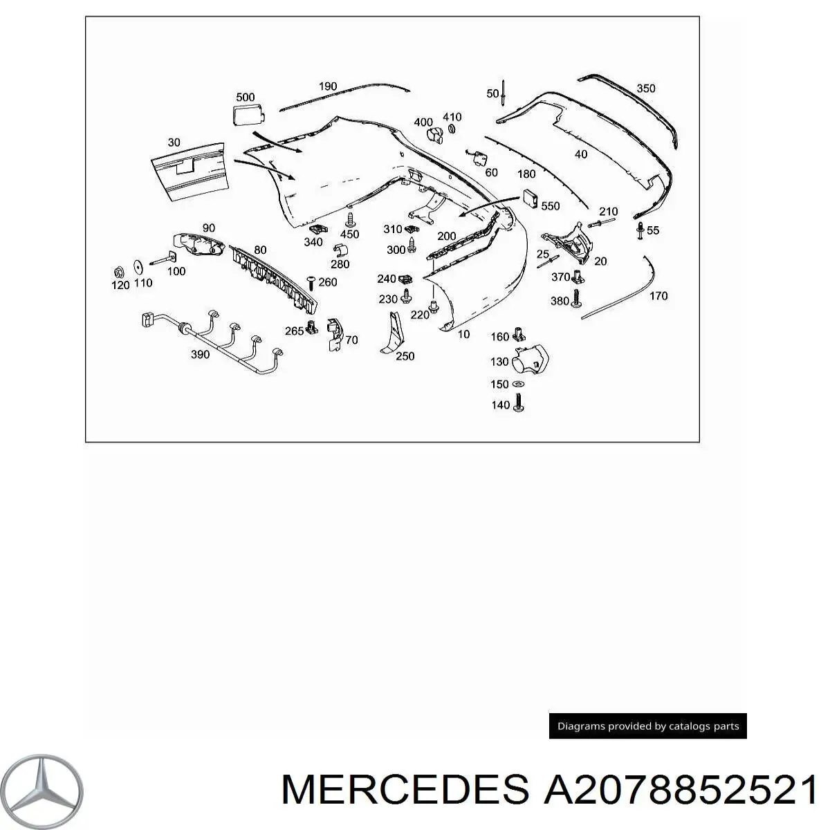 A2078852521 Mercedes Молдинг заднего бампера, центральный