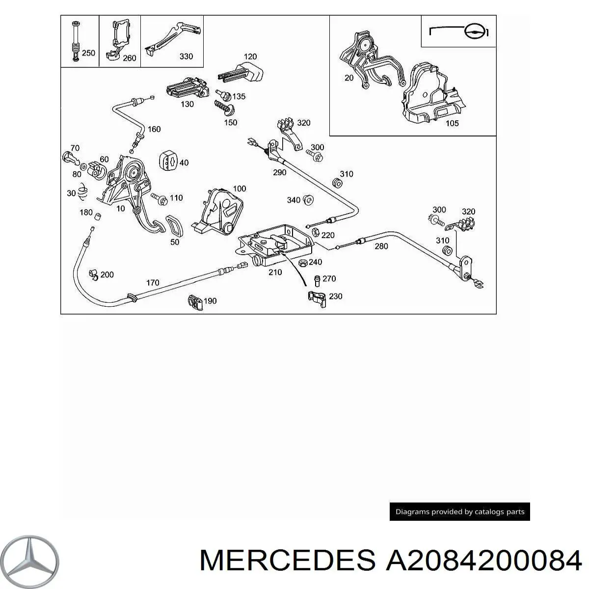 2204201284 Mercedes Привод стояночного тормоза (управление ручным тормозом)