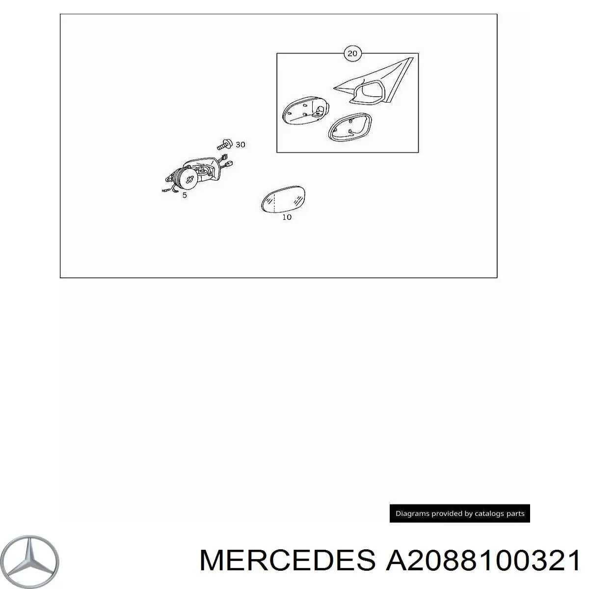 A2088100321 Mercedes Зеркальный элемент левого зеркала заднего вида