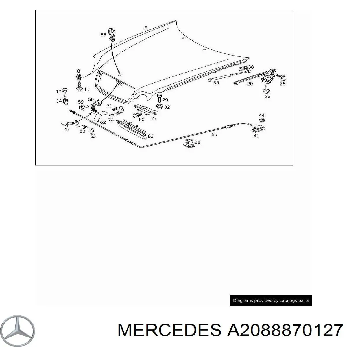 Lingueta de abertura da capota para Mercedes CLK (C208)