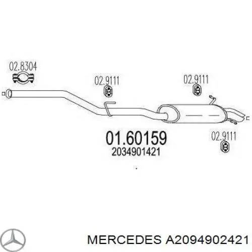 Купить A2034907121 Mercedes Глушитель задний