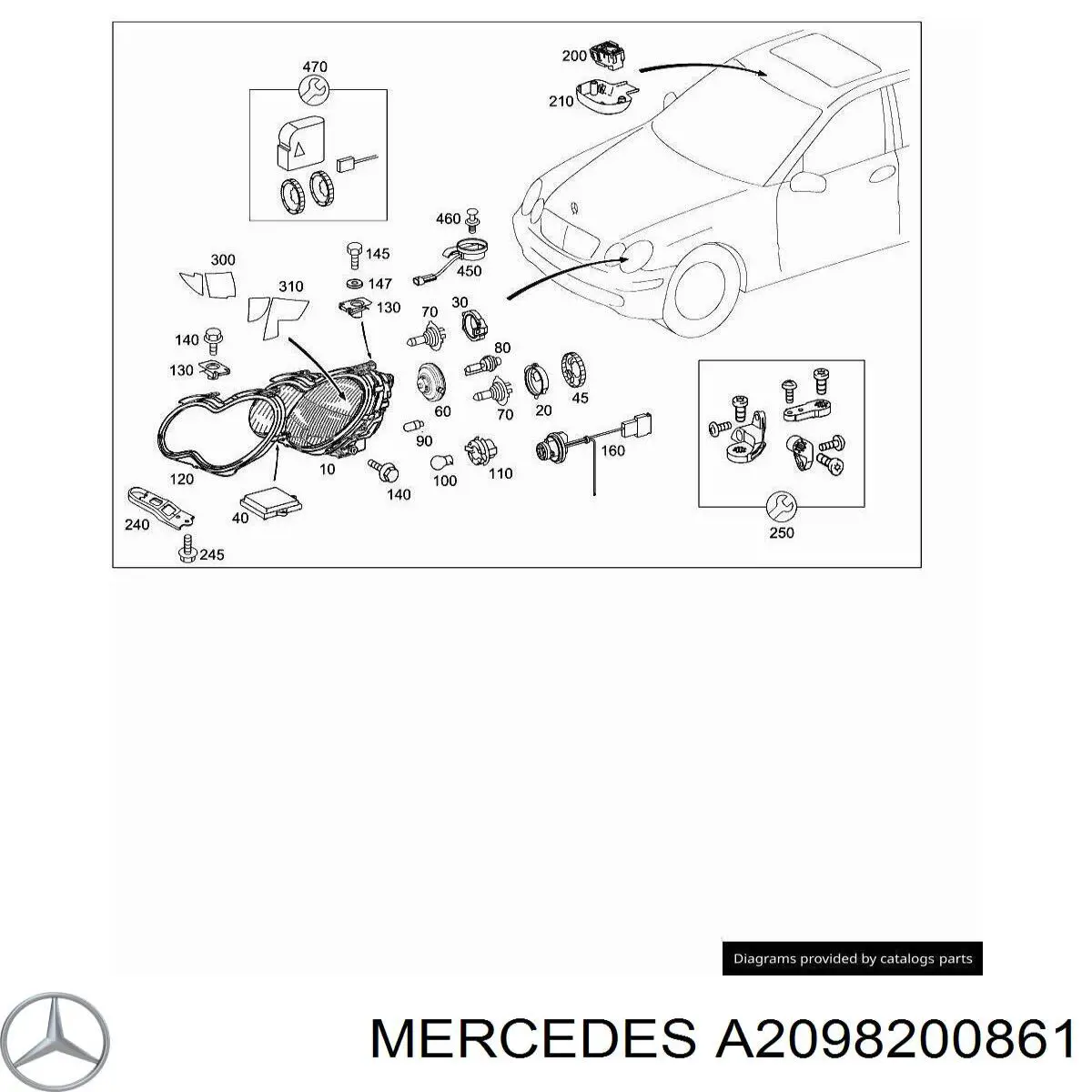 Фара правая A2098200861 Mercedes