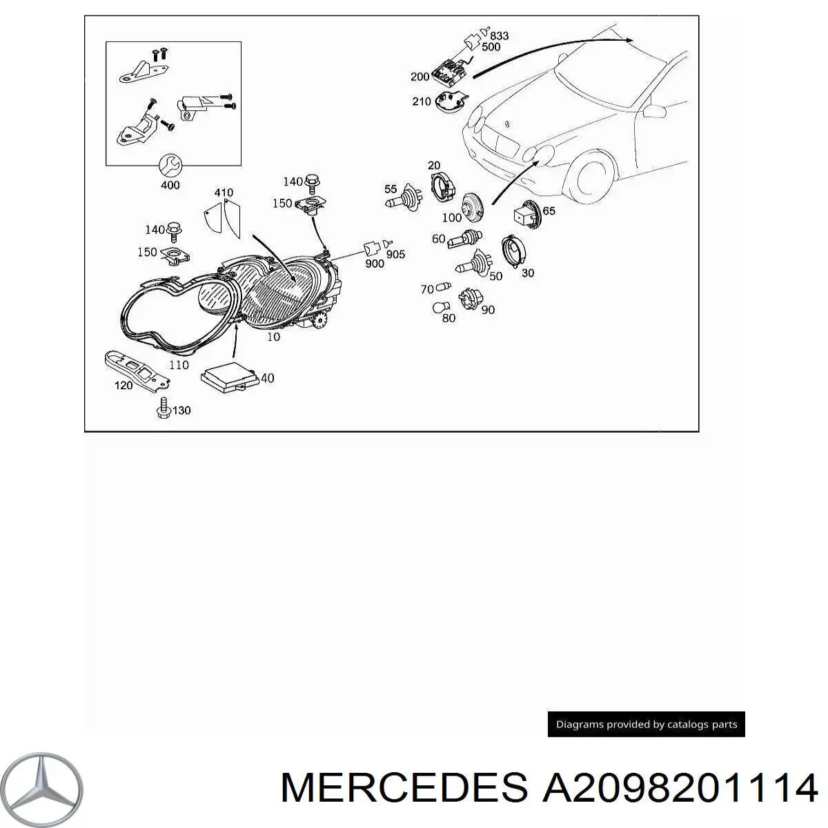 A2098201114 Mercedes Крепление фары передней, левой