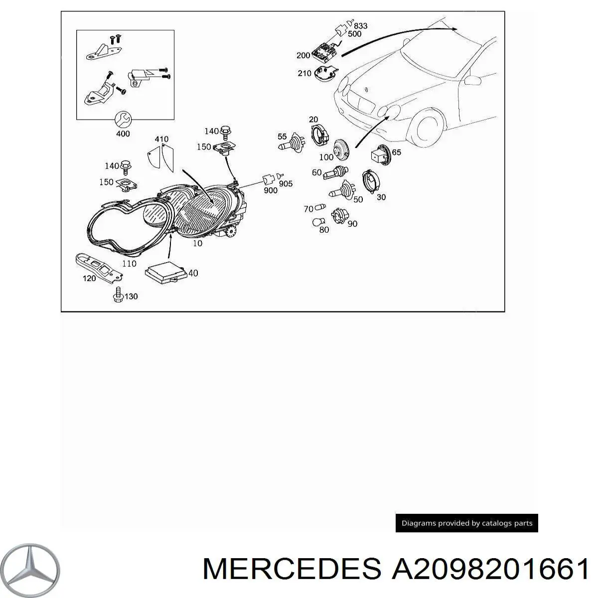 A2098201661 Mercedes luz direita