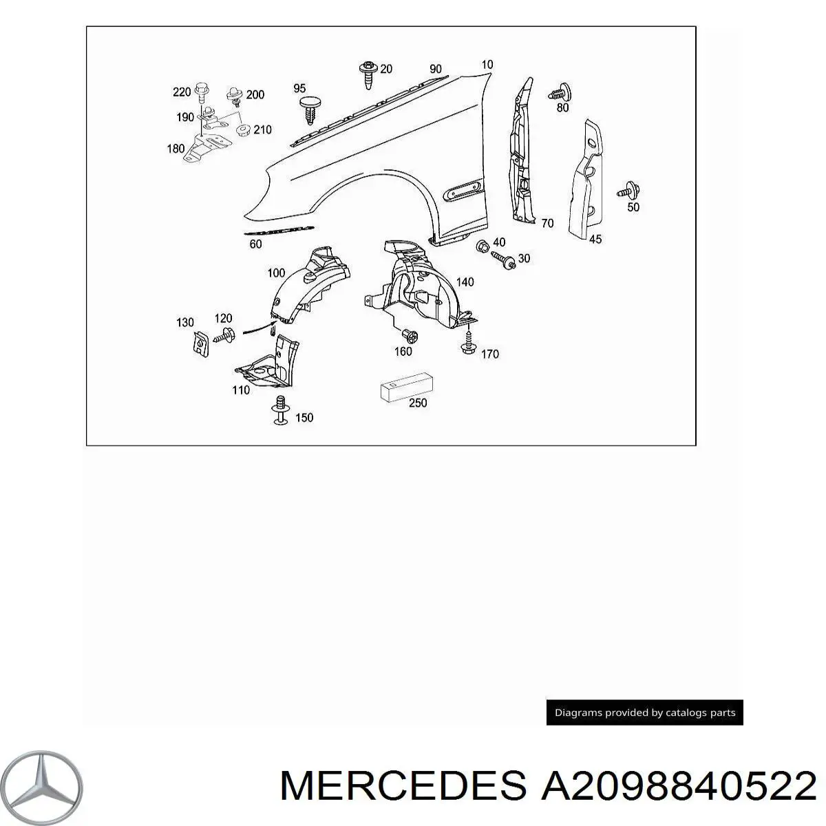 Подкрылок передний левый A2098840522 Mercedes