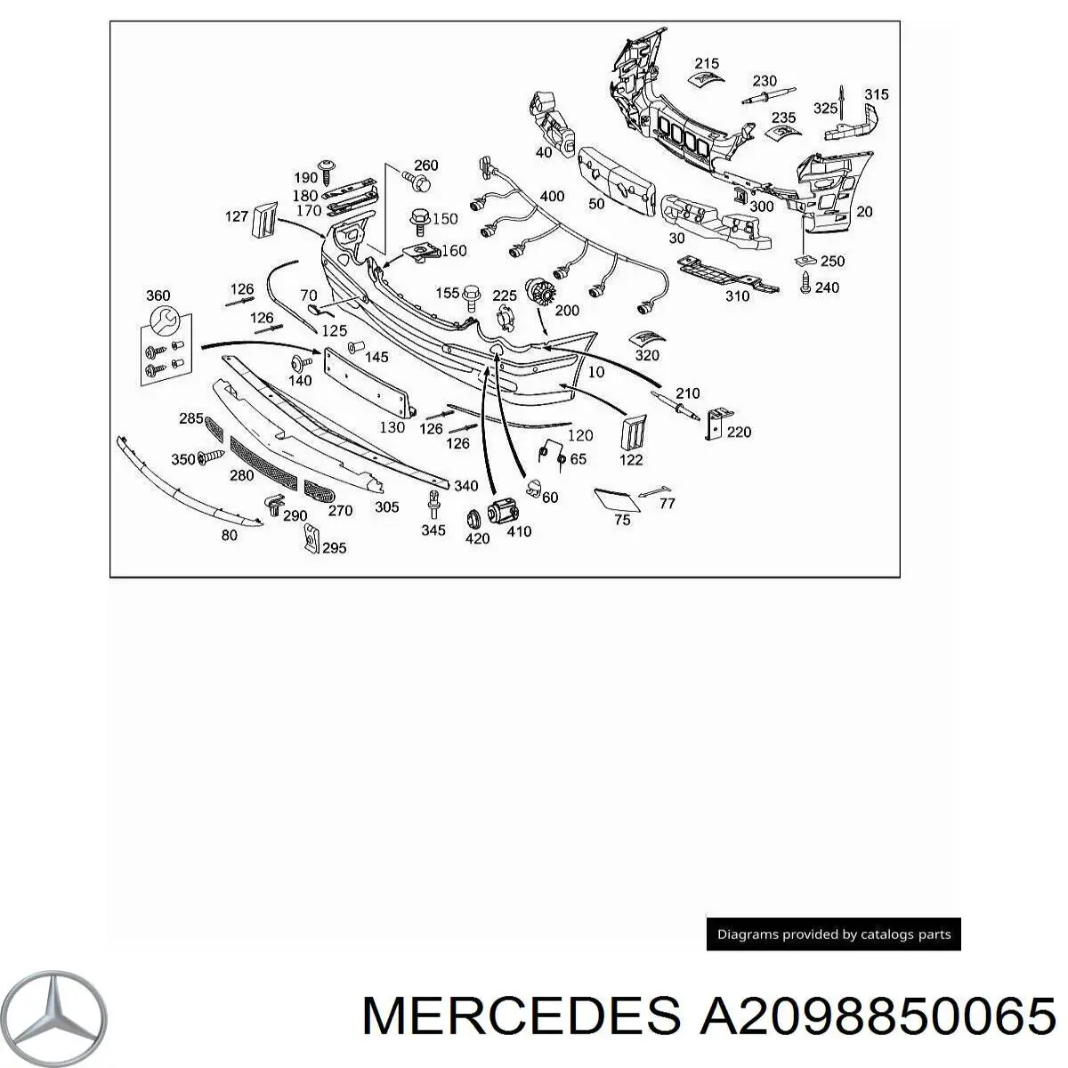 Усилитель переднего бампера Mercedes CLK-Class A209 (Мерседес-бенц СЛК)