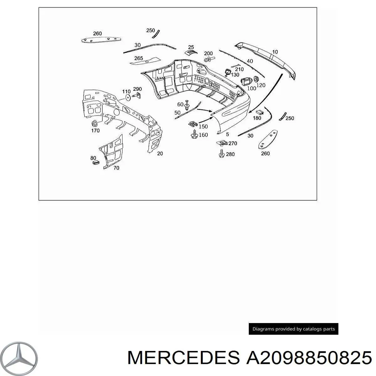 Бампер задний Mercedes CLK-Class C209 (Мерседес-бенц СЛК)