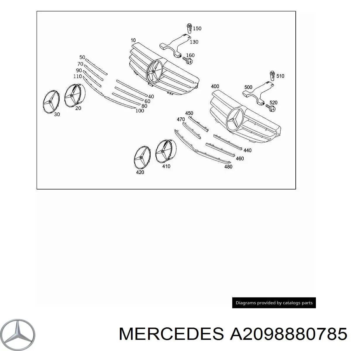 A2098880785 Mercedes Решетка радиатора