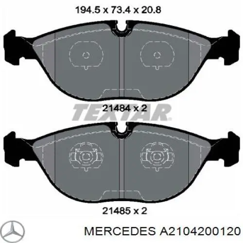 A2104200120 Mercedes колодки тормозные передние дисковые