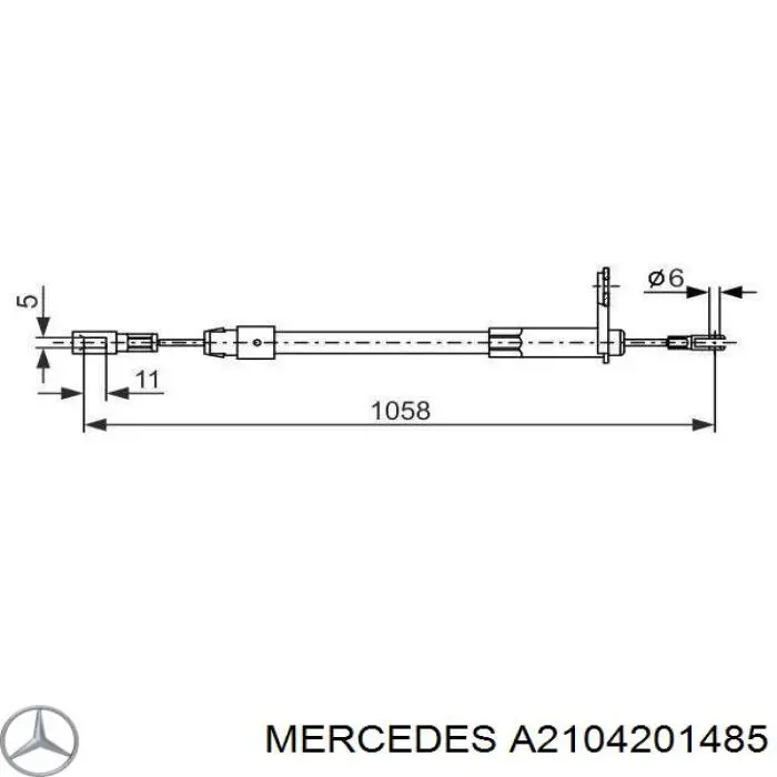 Трос ручного тормоза задний левый Mercedes A2104201485