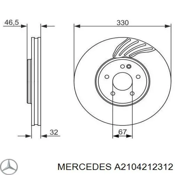 Тормоз дисковый передний Mercedes A2104212312 цена, от 95.92 USD