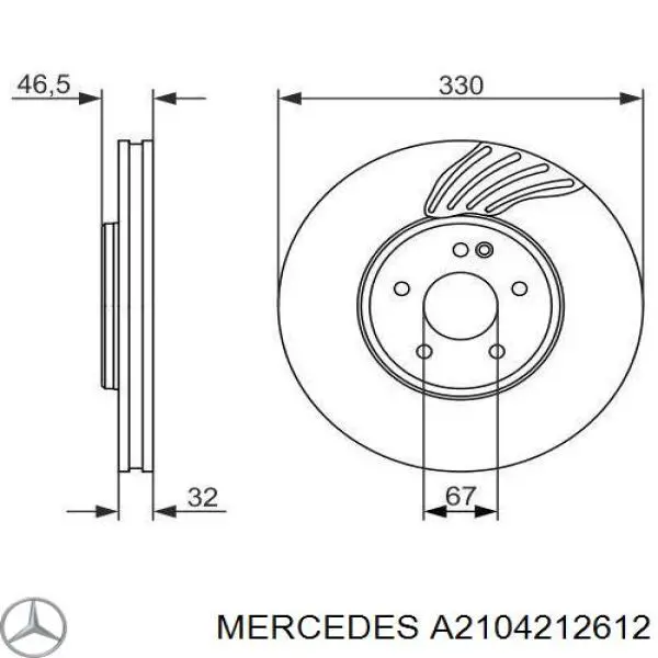 Передние тормозные диски A2104212612 Mercedes