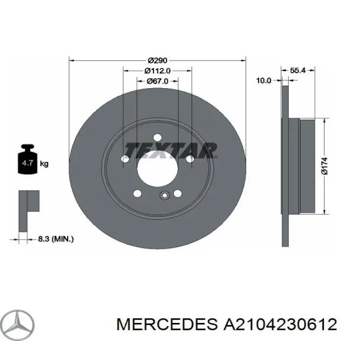 A2104230612 Mercedes disco do freio traseiro