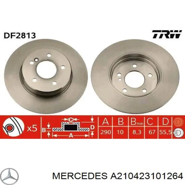 A210423101264 Mercedes диск тормозной задний