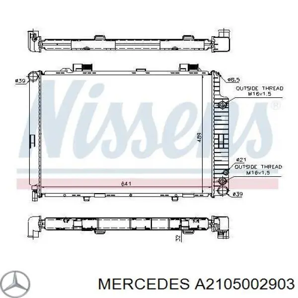 Радиатор охлаждения двигателя Mercedes A2105002903 цена, от 114.92 USD
