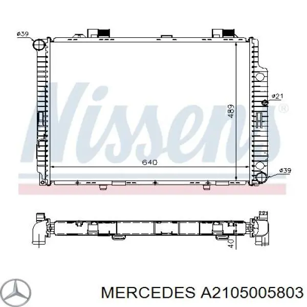 A2105005803 Mercedes radiador de esfriamento de motor