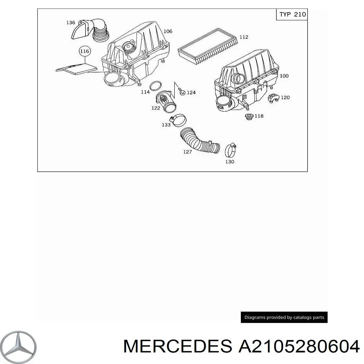 2105281104 Mercedes tomada de ar de filtro de ar