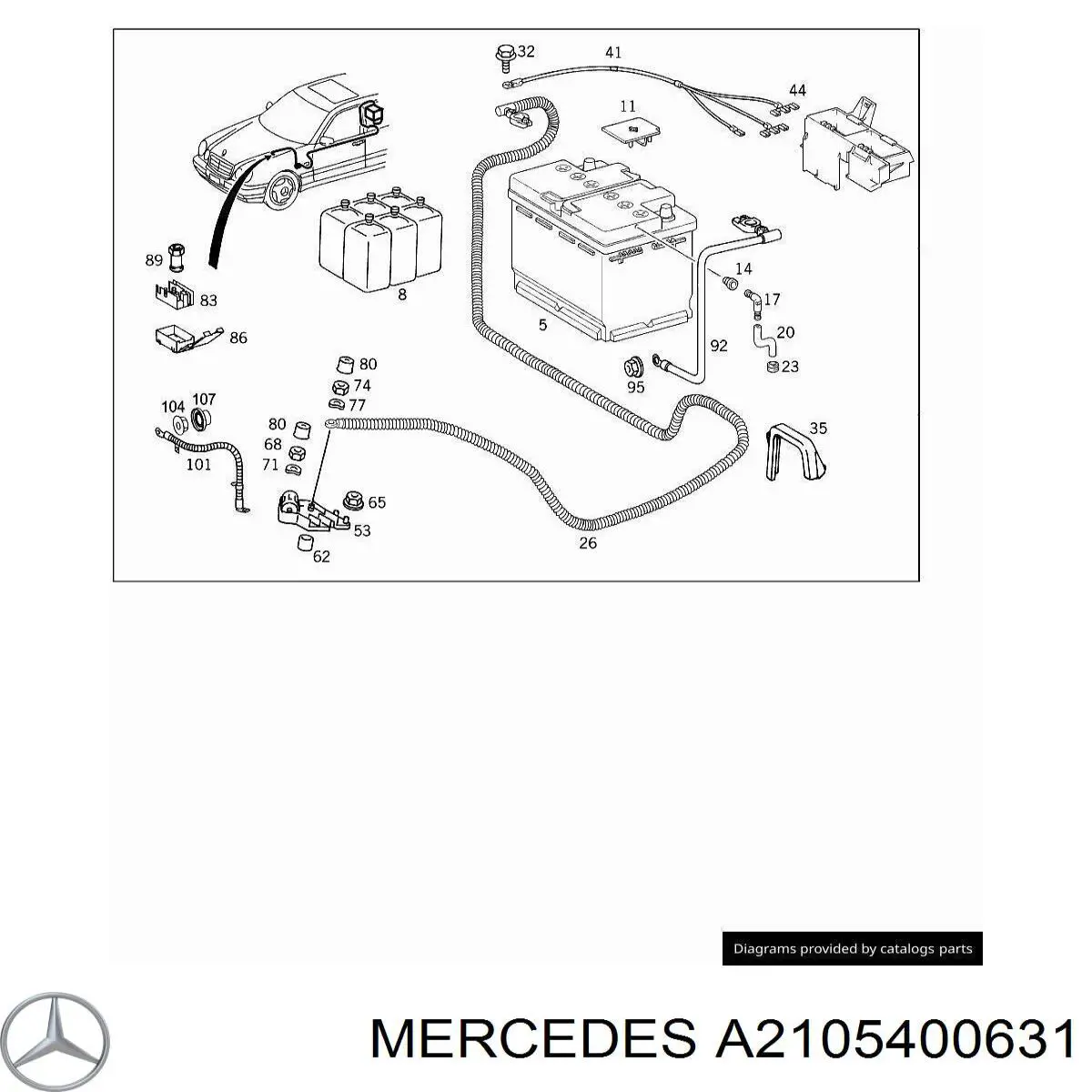 Кабель массы аккумулятора (АКБ) на Mercedes E (W210)