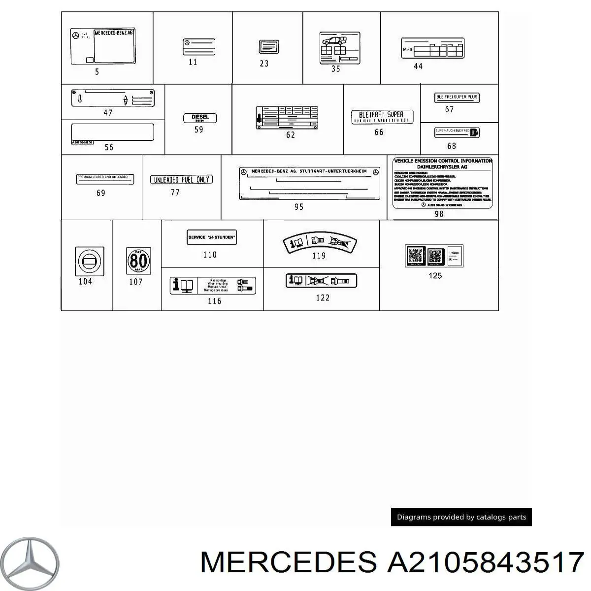  Mercedes A2105843517 цена, от 28.22 USD