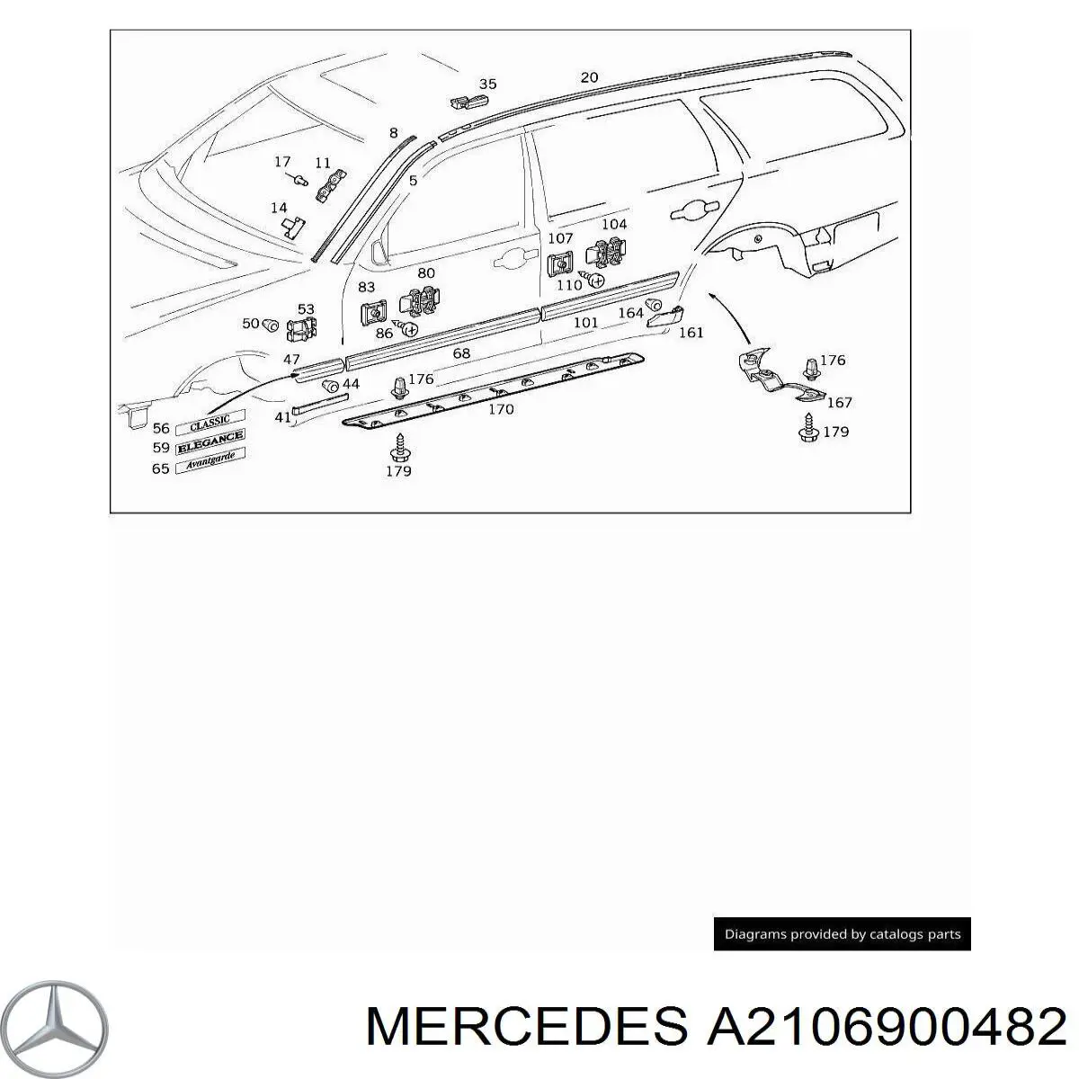 Накладка двери передней правой Mercedes A2106900482 цена, от 11.90 USD