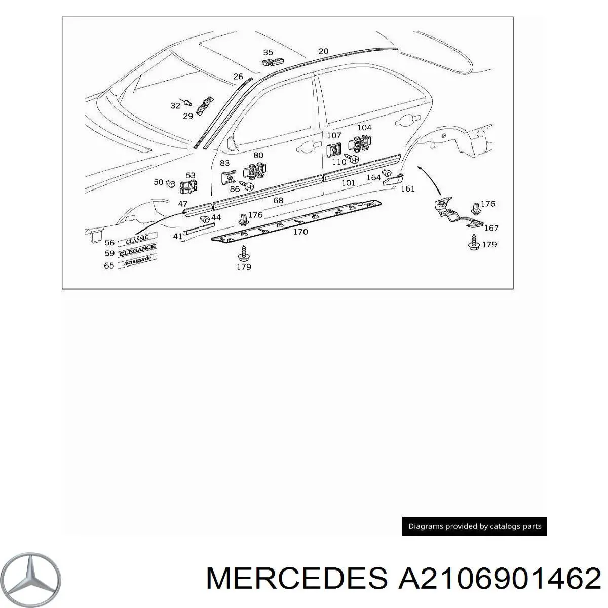 Молдинг крыла переднего правого Mercedes 2106901462 цена, от 2.81 USD