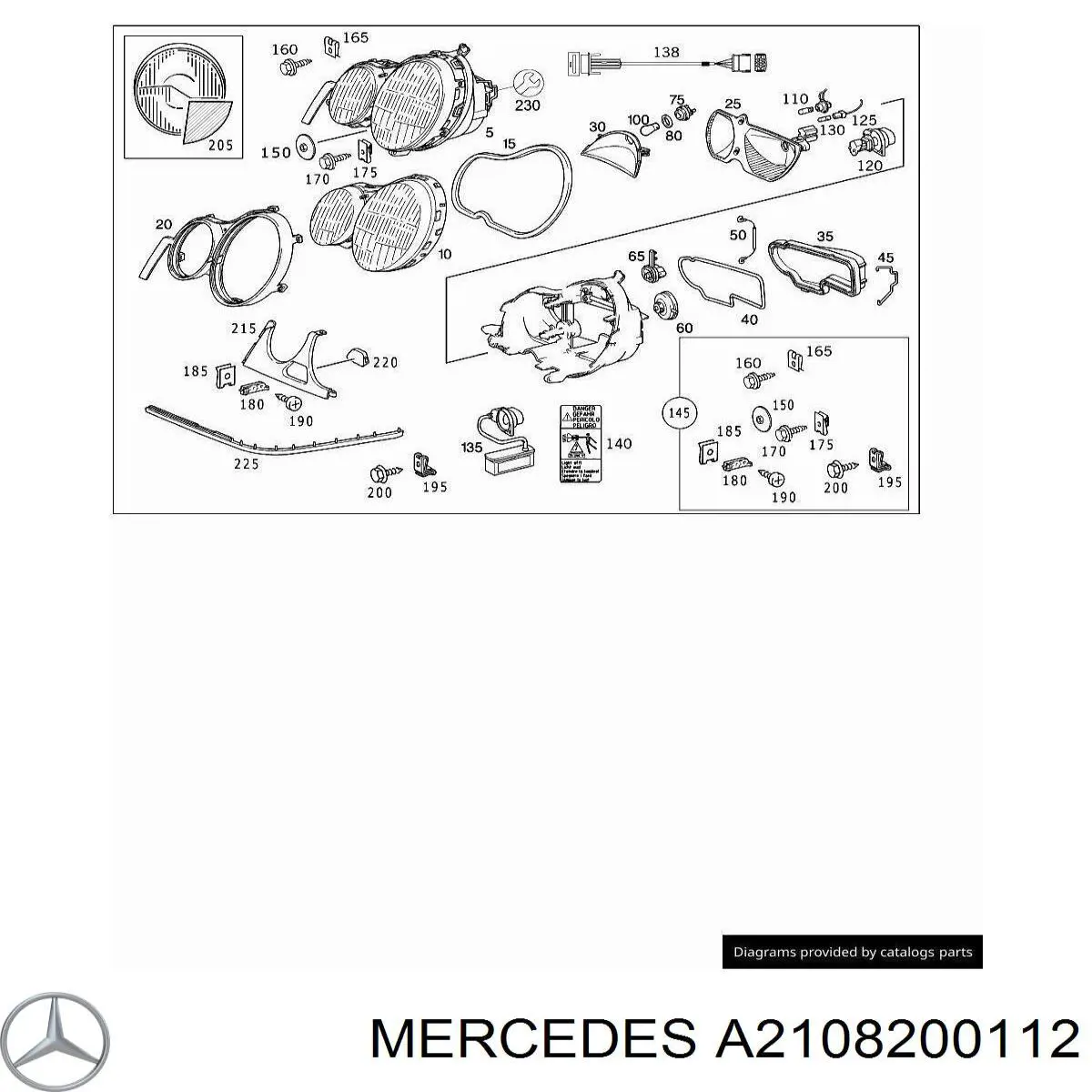 Купить A2108200112 Mercedes Ресничка (накладка) левой фары