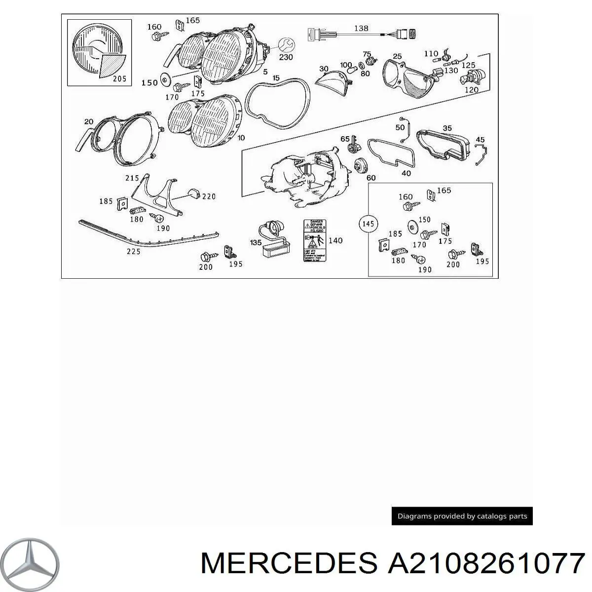 A2108261077 Mercedes накладка форсунки омывателя фары передней