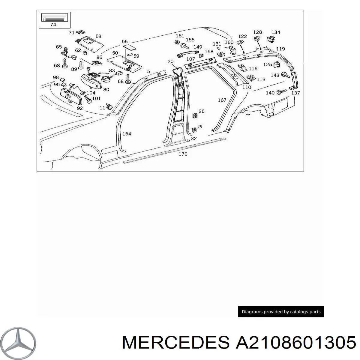 Cinto de segurança (AIRBAG) de estore lateral esquerdo para Mercedes E (S210)