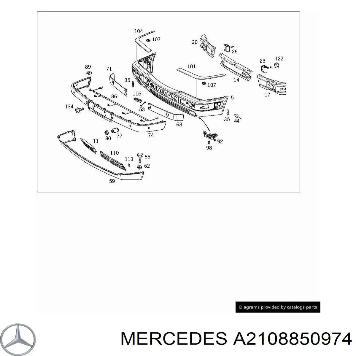 Молдинг бампера переднего правый A2108850974 Mercedes