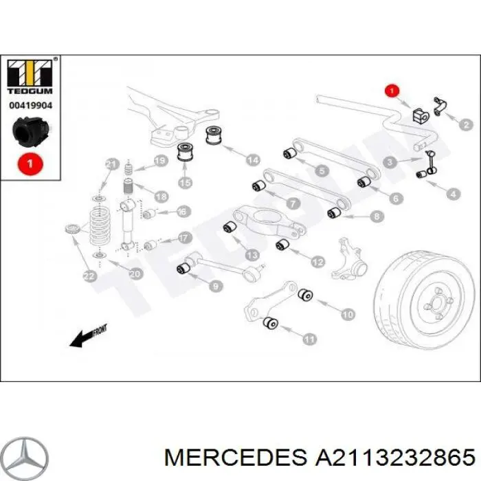 Передний стабилизатор A2113232865 Mercedes