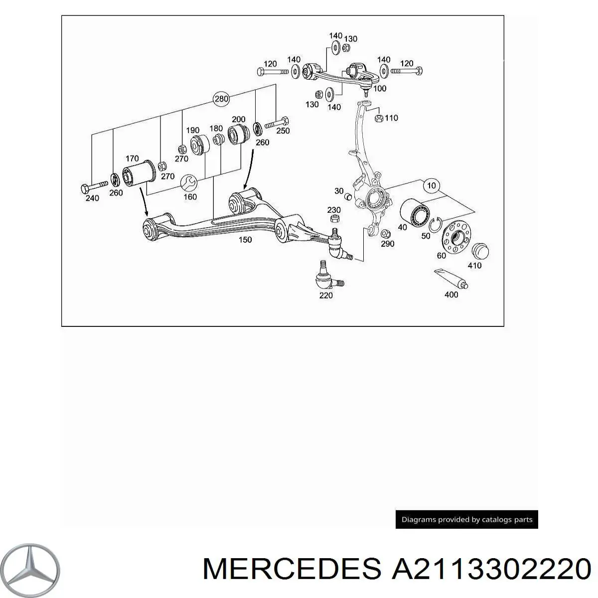 A2113302220 Mercedes pino moente (extremidade do eixo dianteiro esquerdo)