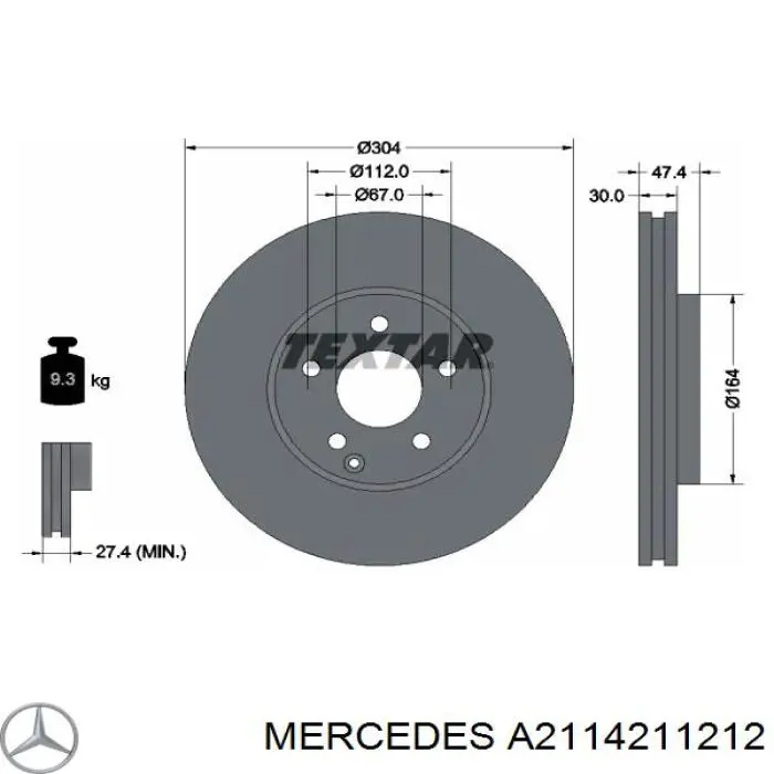 Купить A2114211212 Mercedes Ротор тормозной