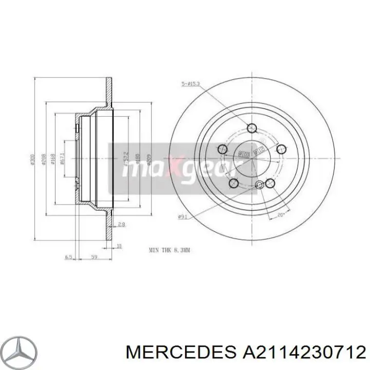 Compre A2114230712 Mercedes Disco do freio traseiro