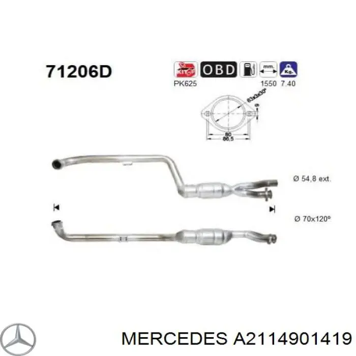 A2114901419 Mercedes Конвертор-катализатор
