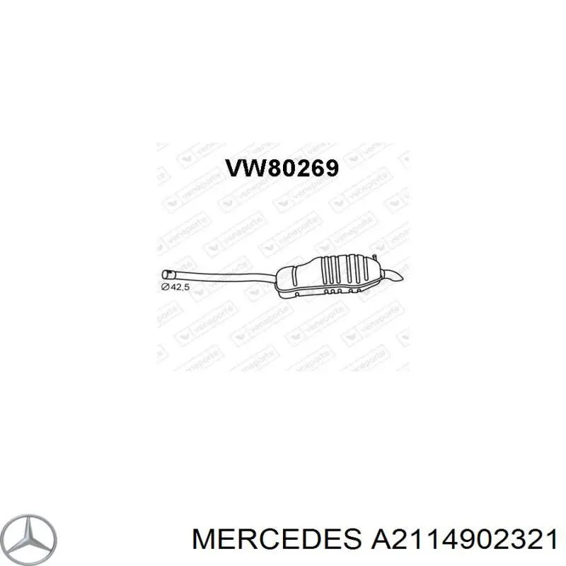 Выхлоп задний Mercedes A2114902321 цена, от 101.35 USD