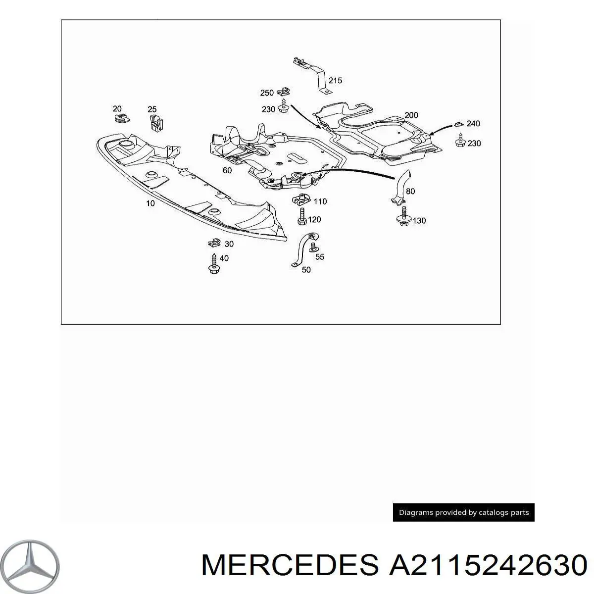 Защита двигателя, поддона (моторного отсека) 2115242630 Mercedes