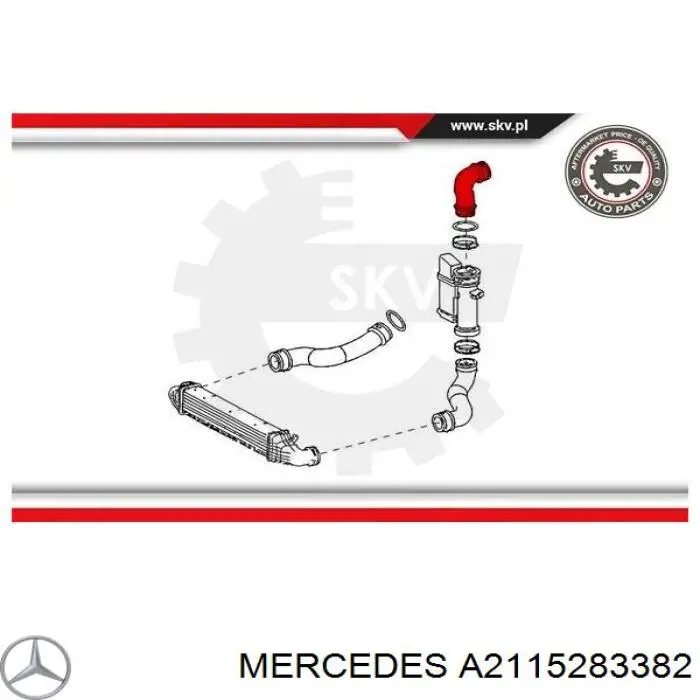 A2115283382 Mercedes шланг (патрубок интеркуллера верхний левый)
