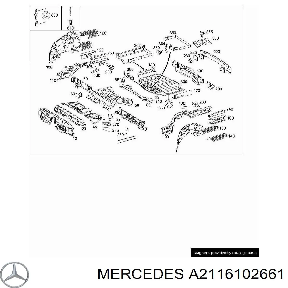 A2116102661 Mercedes Основание кабины (пол кузова)