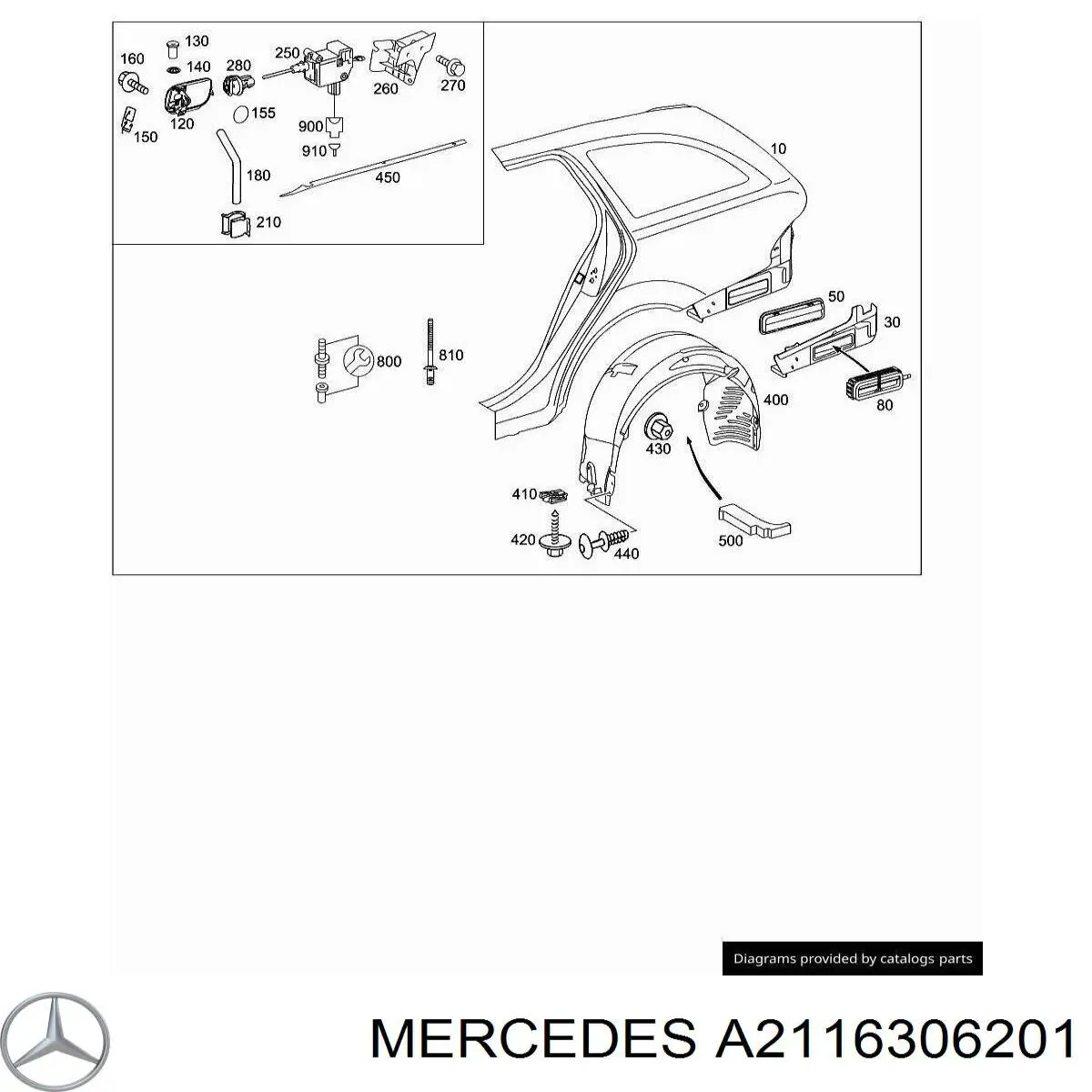 Pára-lama traseiro direito para Mercedes E (S211)